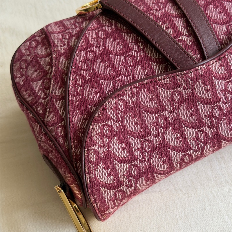 🍷Vintage Christian Dior Saddle bag 迪奧 酒紅金釦馬鞍包 稀有雙馬鞍-26