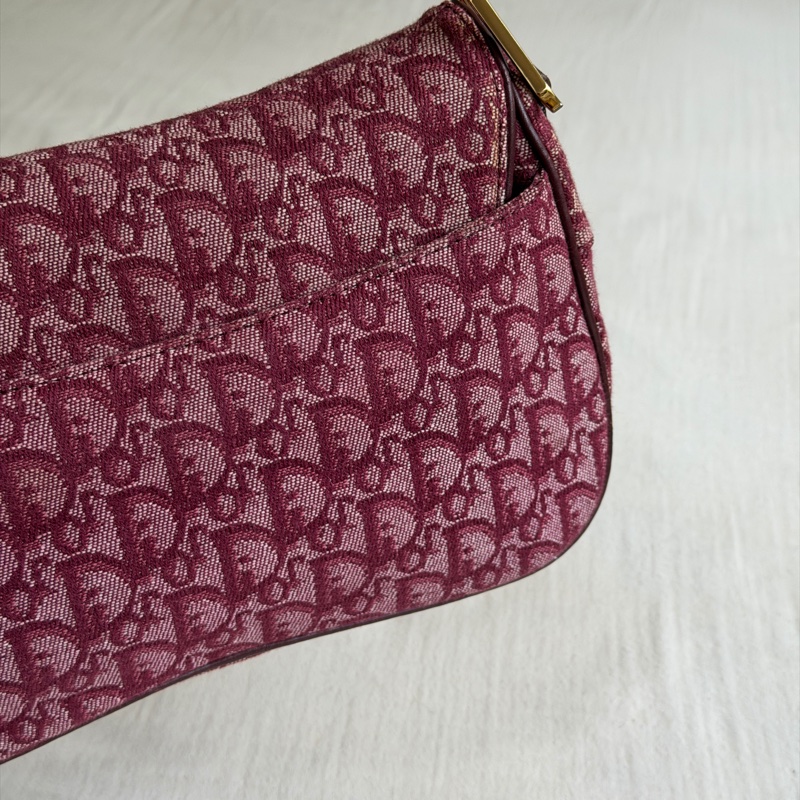 🍷Vintage Christian Dior Saddle bag 迪奧 酒紅金釦馬鞍包 稀有雙馬鞍-29