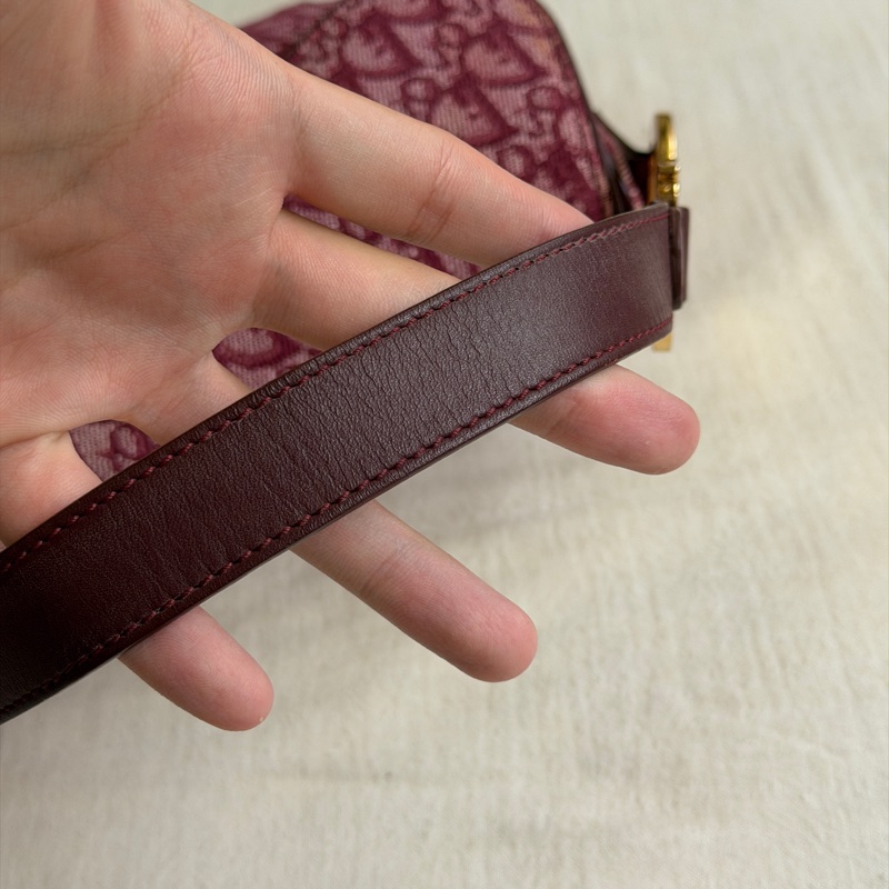 🍷Vintage Christian Dior Saddle bag 迪奧 酒紅金釦馬鞍包 稀有雙馬鞍-33