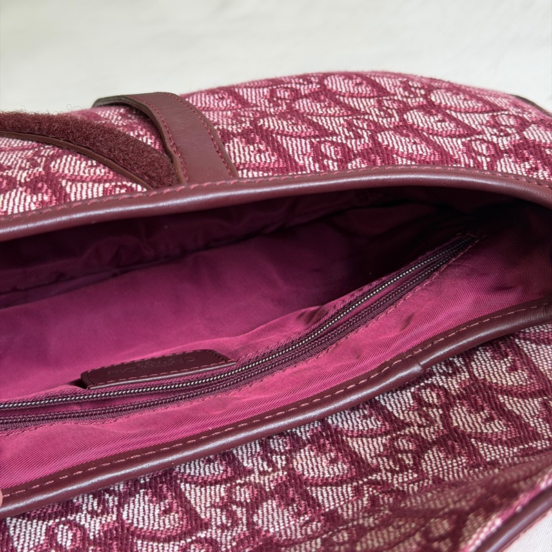 🍷Vintage Christian Dior Saddle bag 迪奧 酒紅金釦馬鞍包 稀有雙馬鞍-38