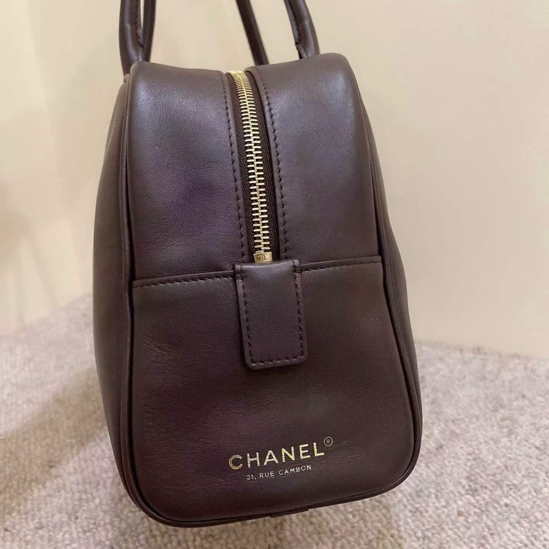 🆕全新 Chanel 26s 棕色保齡球包手提包單肩包 金扣 芯片 🤎正品-1