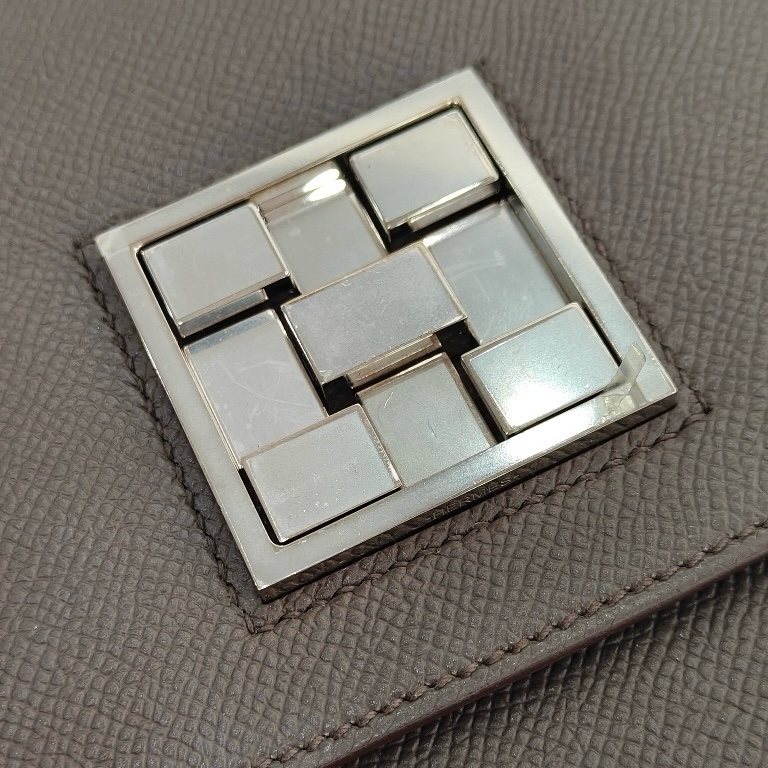 98新🤎Hermes/愛馬仕,Mosaique馬賽克21,斜挎包C刻 大象灰E皮 銀扣,五金膜在✅正品-8