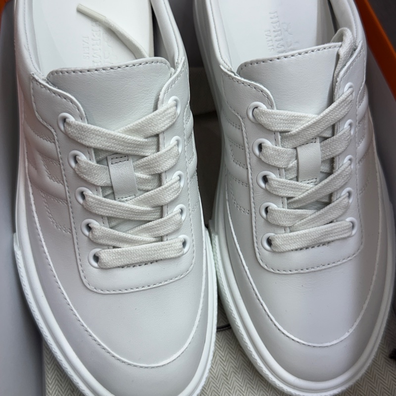 全新未使用Hermes 愛馬仕Keep半拖小白鞋 35.5碼-1