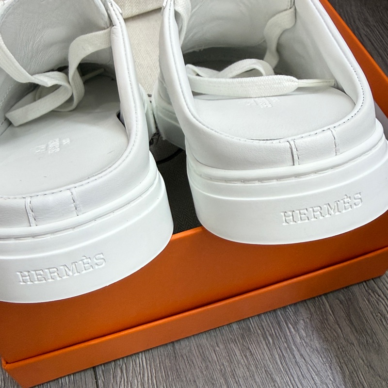 全新未使用Hermes 愛馬仕Keep半拖小白鞋 35.5碼-3