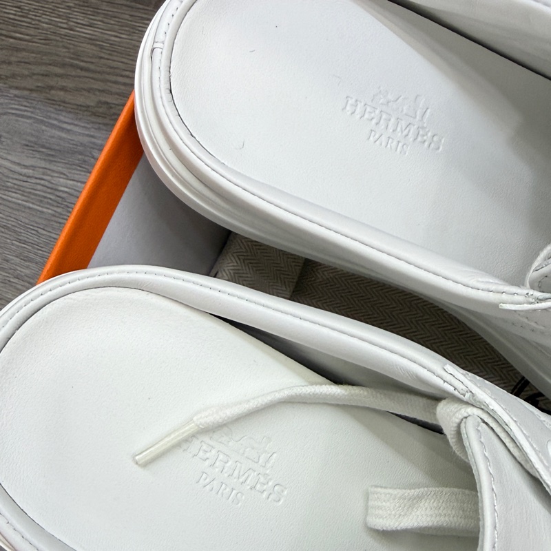 全新未使用Hermes 愛馬仕Keep半拖小白鞋 35.5碼-11
