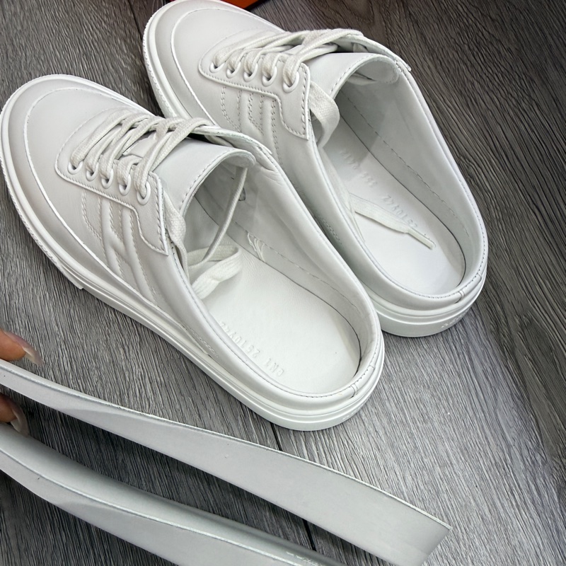 全新未使用Hermes 愛馬仕Keep半拖小白鞋 35.5碼-13
