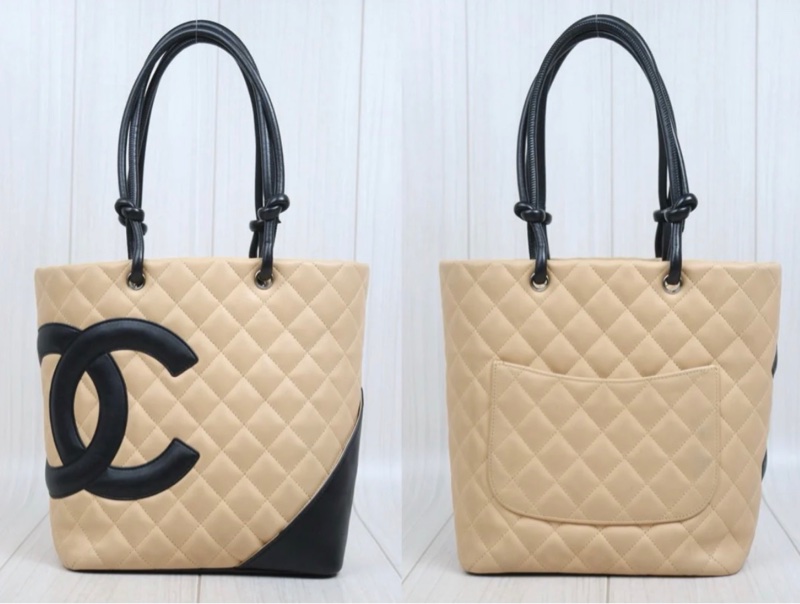 「JL精品代購」98新 Chanel 香奈兒奶茶拼黑水桶包 中號-3