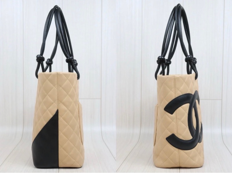 「JL精品代購」98新 Chanel 香奈兒奶茶拼黑水桶包 中號-4