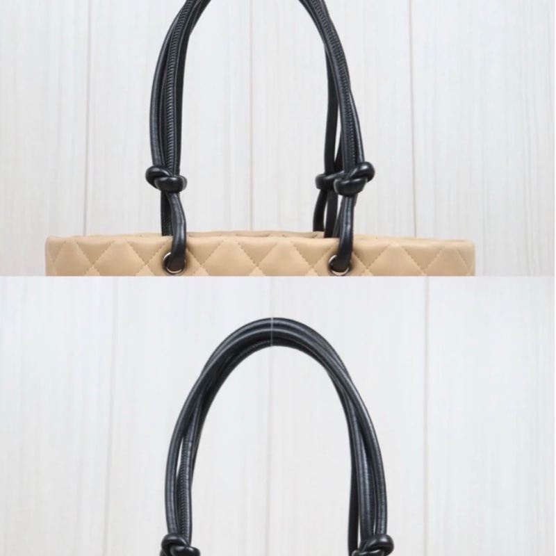 「JL精品代購」98新 Chanel 香奈兒奶茶拼黑水桶包 中號-5
