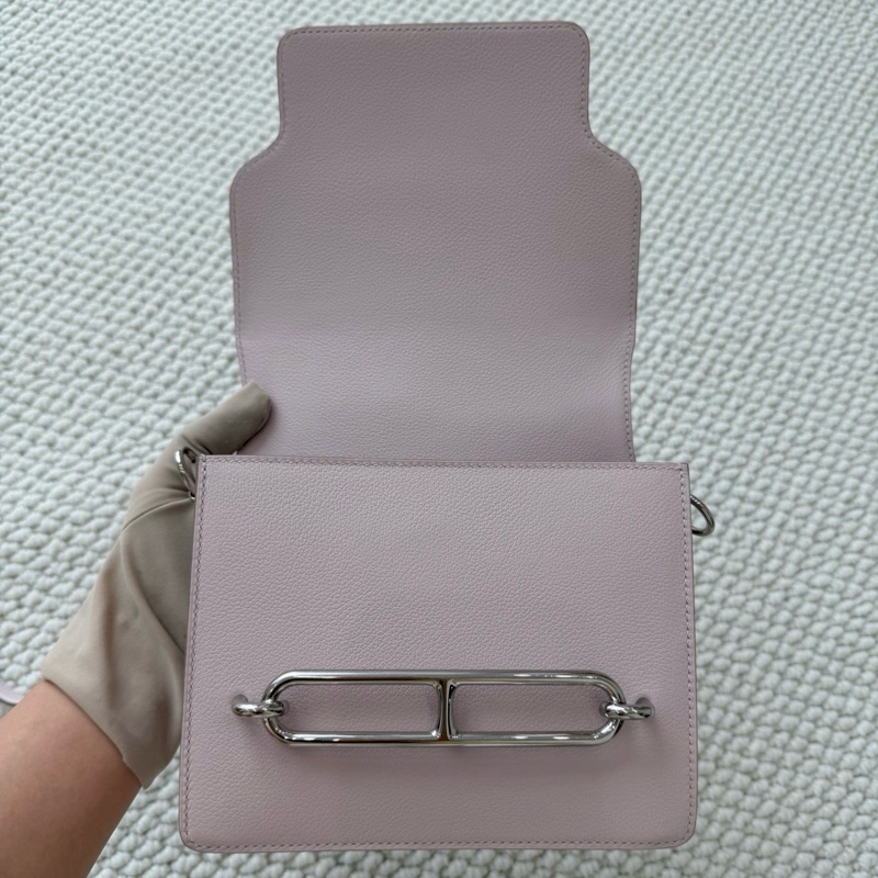 🆕Hermes/愛馬仕 豬鼻子mini 19斜挎包 夢幻紫 銀扣ec皮 B刻 99新 💖正品-7