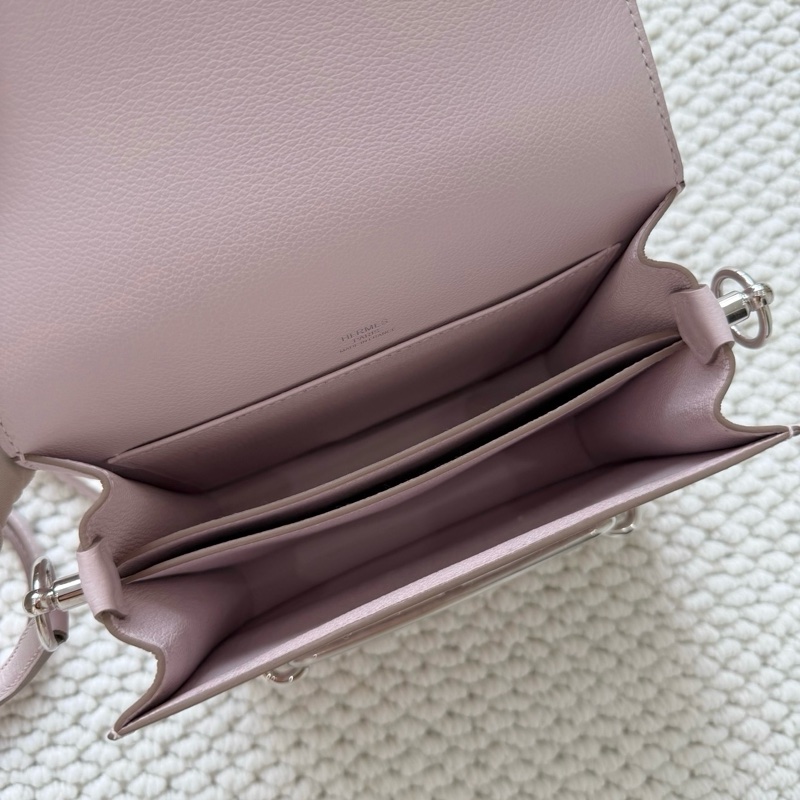 🆕Hermes/愛馬仕 豬鼻子mini 19斜挎包 夢幻紫 銀扣ec皮 B刻 99新 💖正品-8