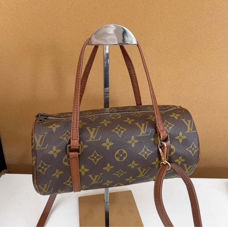 LV路易威登中古巴比龍圓筒包26cm 紅皮老花-1
