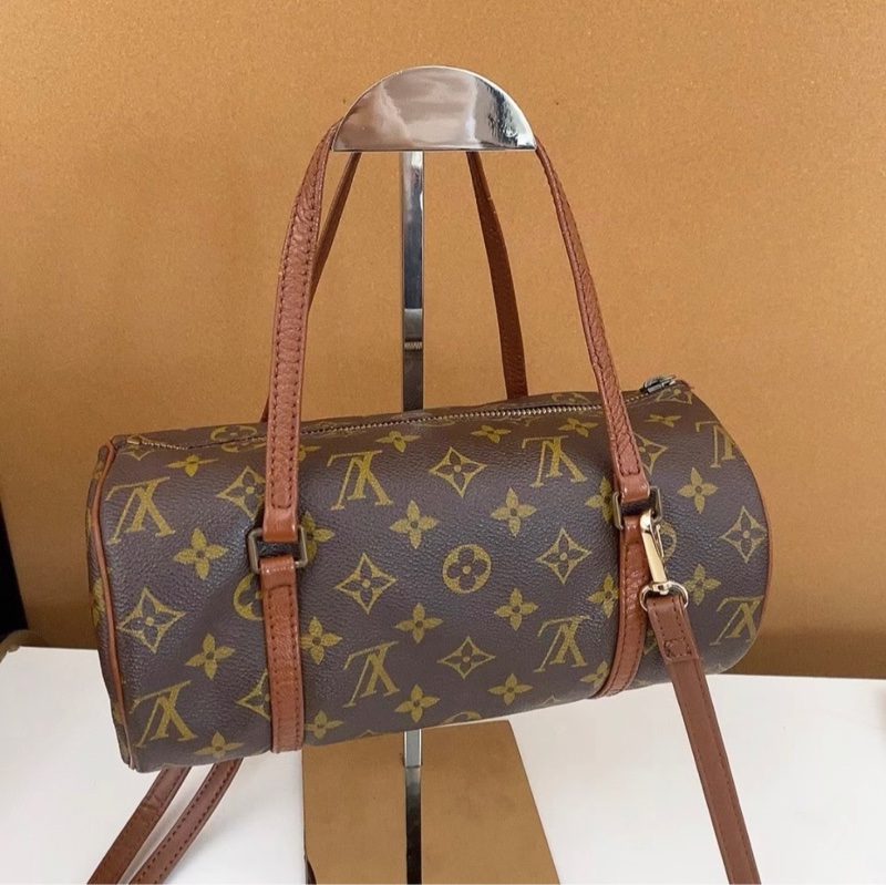 LV路易威登中古巴比龍圓筒包26cm 紅皮老花-8