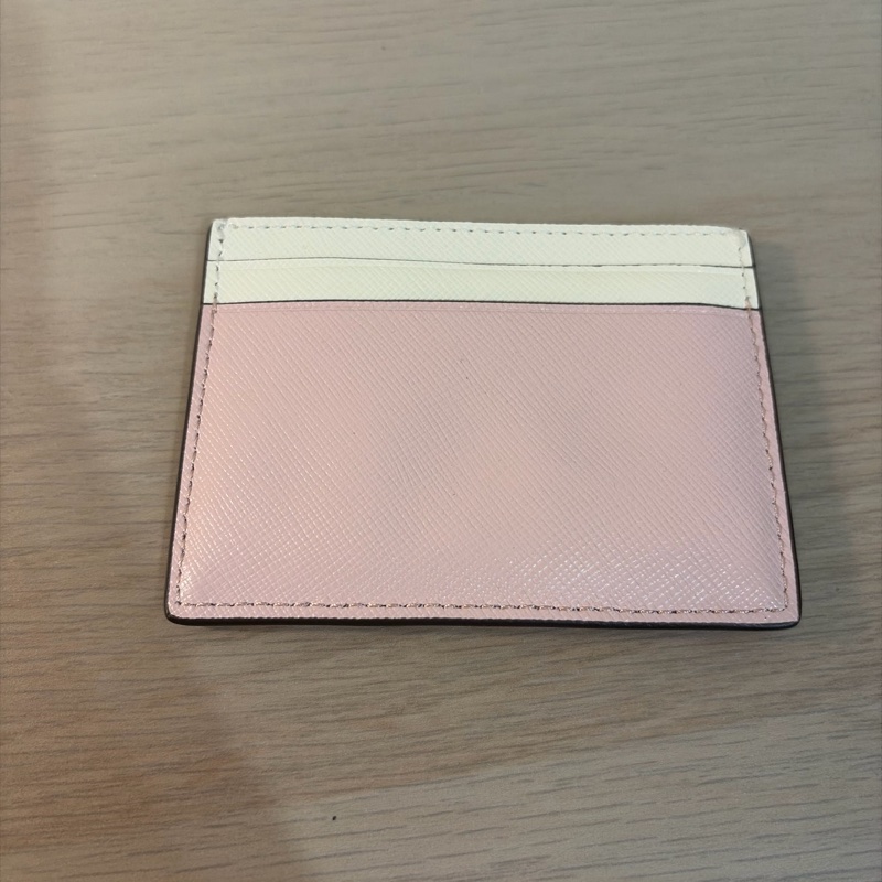 (全新)KATE SPADE Madison防刮皮革拼色卡夾 米白/粉色-6
