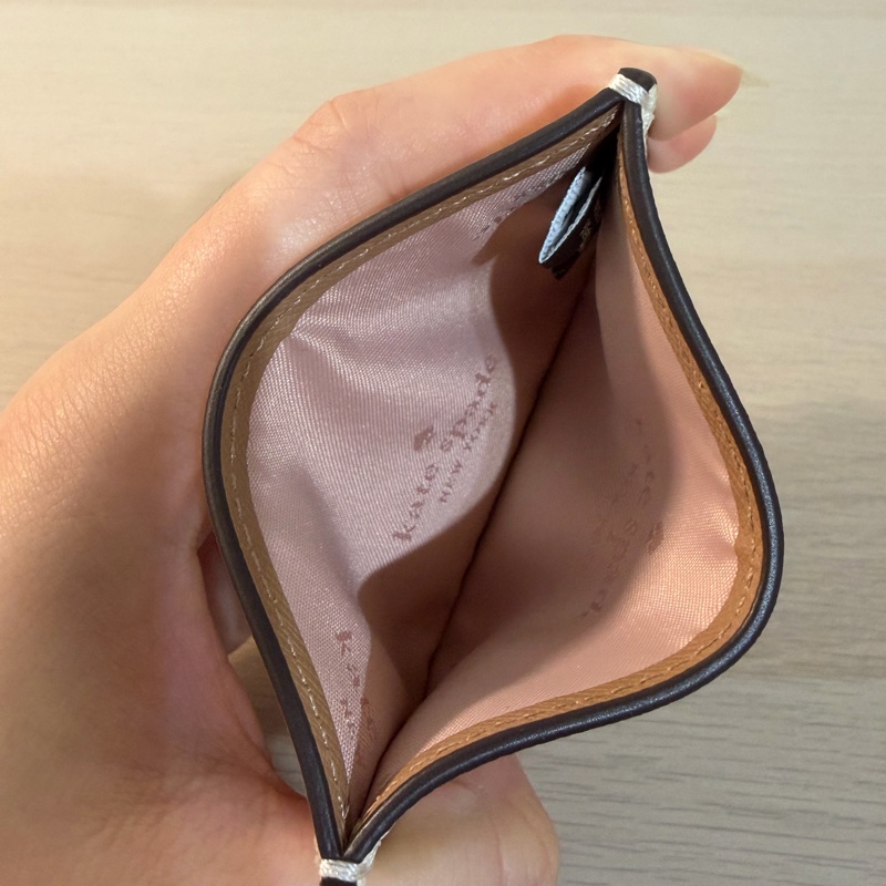 (全新)KATE SPADE Madison防刮皮革拼色卡夾 米白/粉色-4