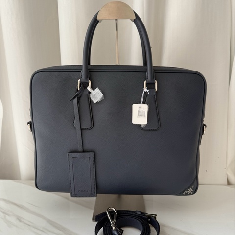 普拉達 Prada 藍色公文包 有肩帶