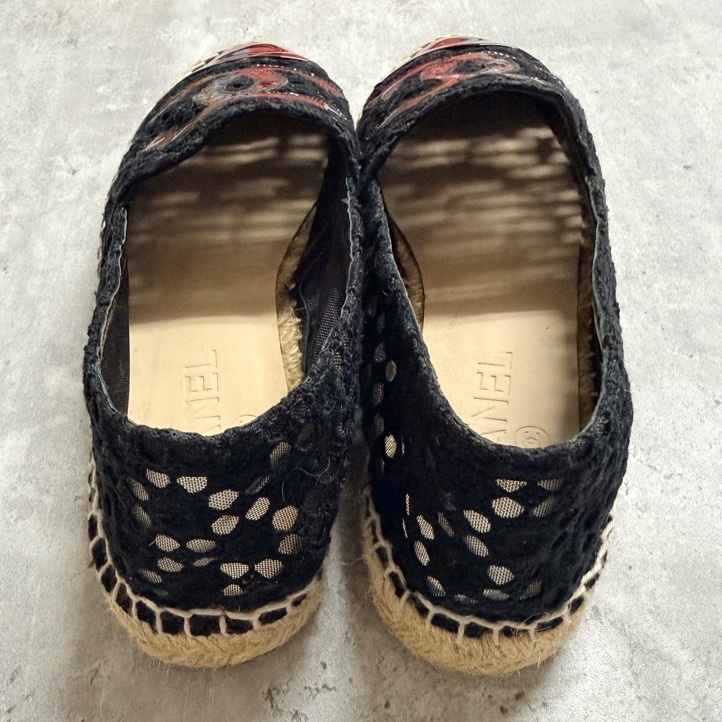 CHANEL 蕾絲草編鞋-1