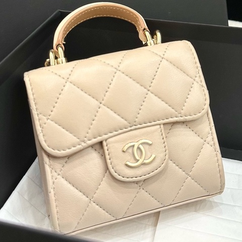 Chanel 香奈兒 23P奶茶金扣 Trendy 小廢包 拼色手柄 芯片款