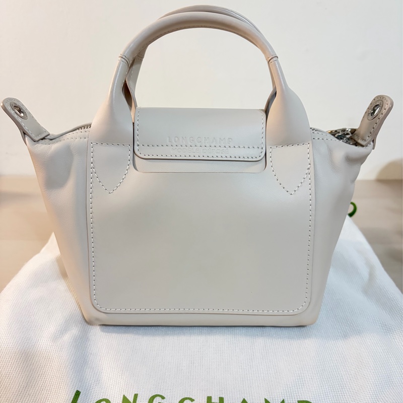 2025 春夏限定款 LONGCHAMP LE PLIAGE XTRA 系列牛皮織紋寬背帶手提/斜背兩用水餃包(迷你/白紙)-6