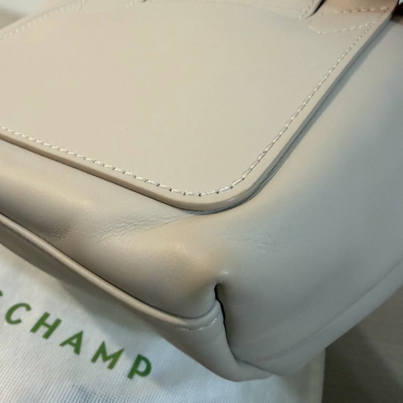 2025 春夏限定款 LONGCHAMP LE PLIAGE XTRA 系列牛皮織紋寬背帶手提/斜背兩用水餃包(迷你/白紙)-15