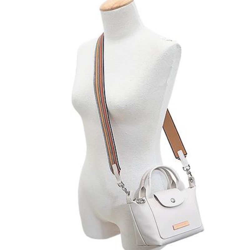 2025 春夏限定款 LONGCHAMP LE PLIAGE XTRA 系列牛皮織紋寬背帶手提/斜背兩用水餃包(迷你/白紙)-1