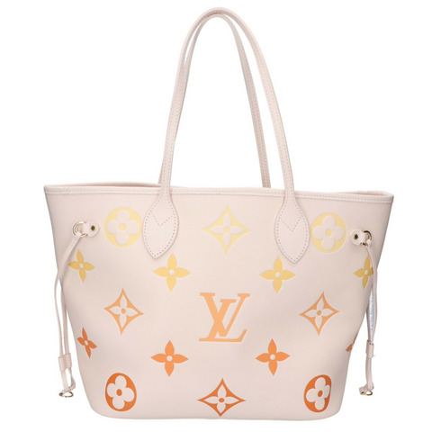 LOUIS VUITTON 路易威登 狀況良好 M46516 Monogram Empreinte Neverfull MM 托特包 奶油色藏紅花 女式