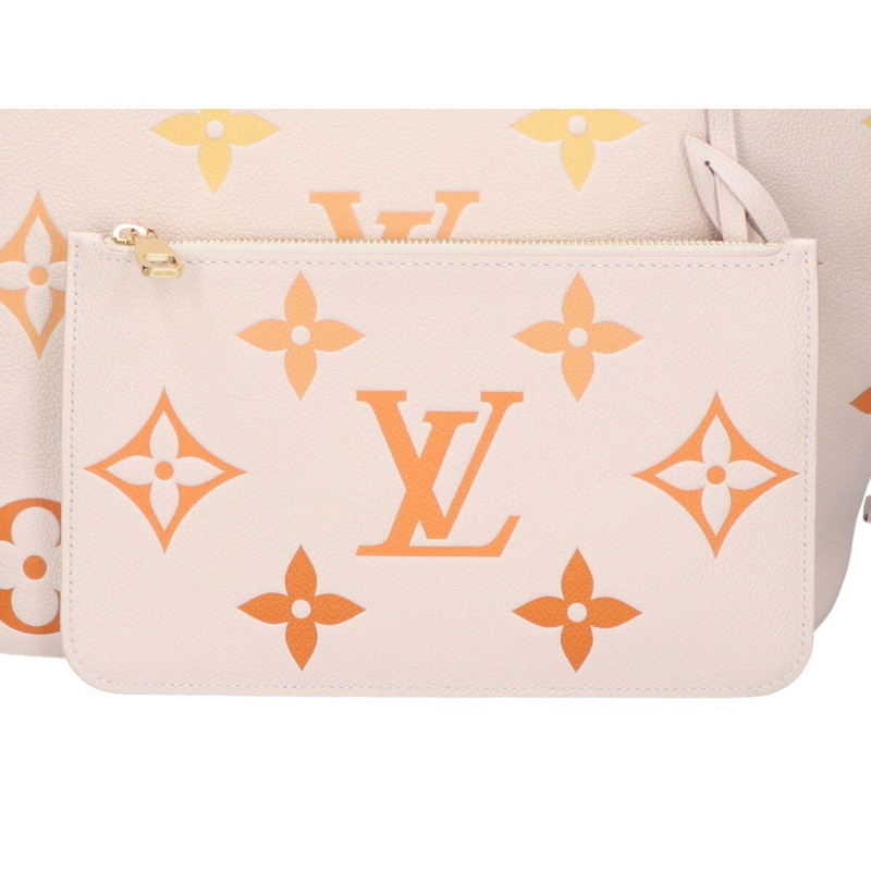 LOUIS VUITTON 路易威登 狀況良好 M46516 Monogram Empreinte Neverfull MM 托特包 奶油色藏紅花 女式-5