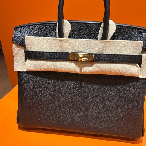 Hermes Noir Black Birkin 25 gold hardware