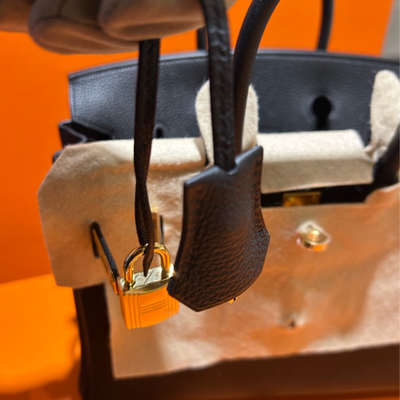 Hermes Noir Black Birkin 25 gold hardware-7