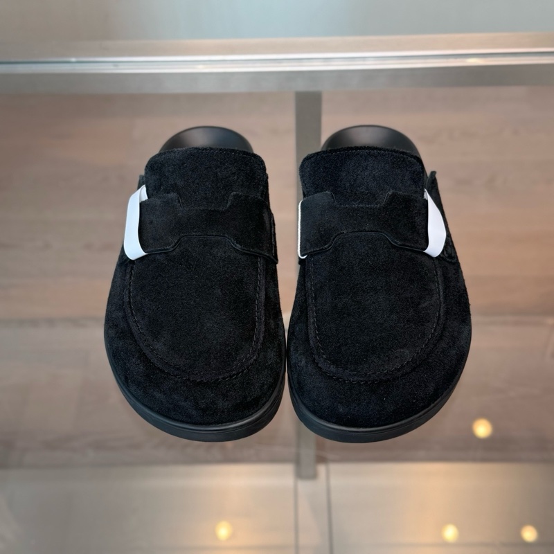 愛馬仕HERMES 黑色麂皮勃肯包頭半拖 37碼-1