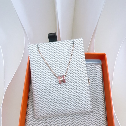 Hermes rocabar mini pop h 粉色拼色玫瑰金項鍊