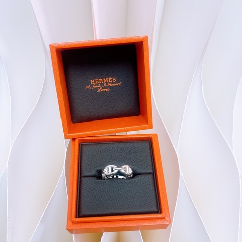 Hermes chaine d’ancre enchainee 豬鼻銀戒指 52碼