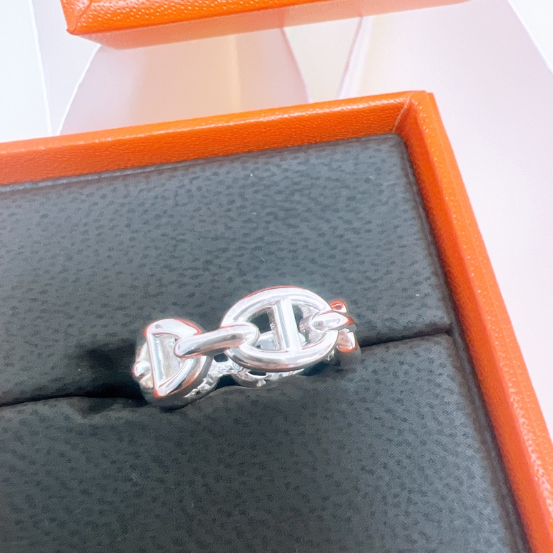 Hermes chaine d’ancre enchainee 豬鼻銀戒指 52碼-2