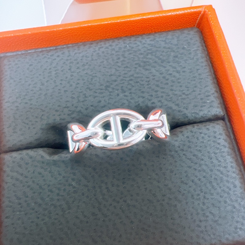 Hermes chaine d’ancre enchainee 豬鼻銀戒指 52碼-3