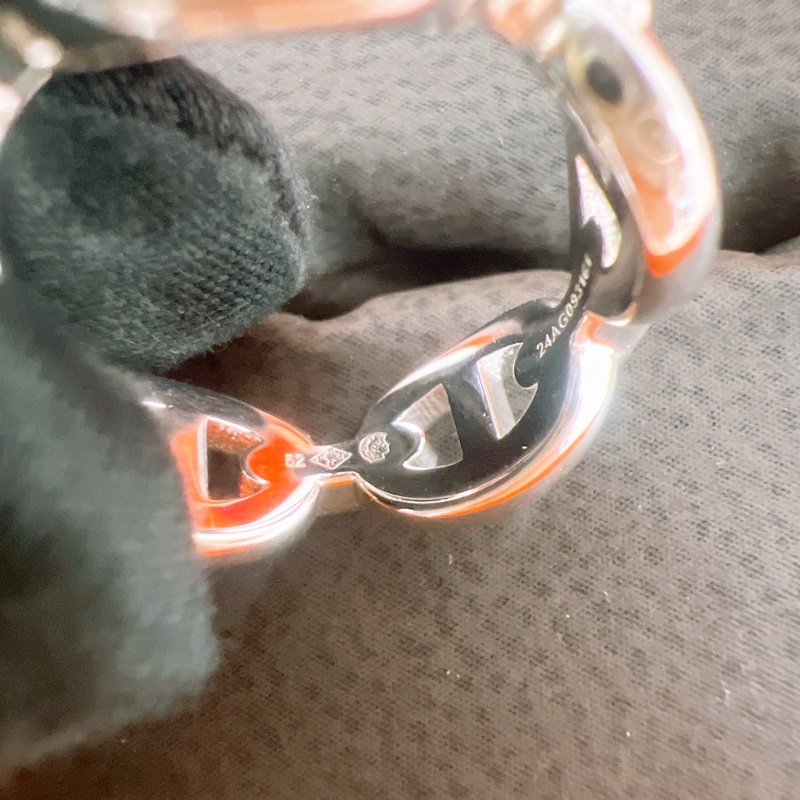 Hermes chaine d’ancre enchainee 豬鼻銀戒指 52碼-5