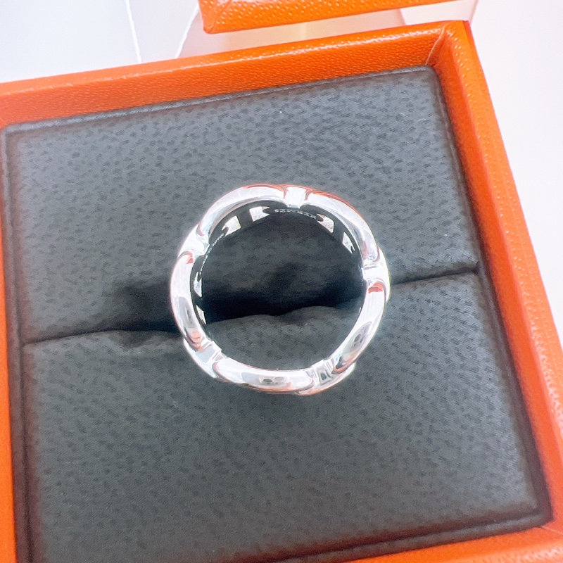 Hermes chaine d’ancre enchainee 豬鼻銀戒指 52碼-6
