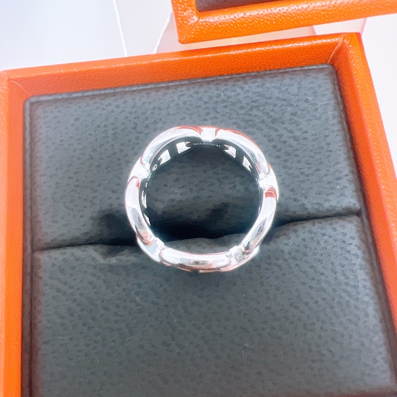 Hermes chaine d’ancre enchainee 豬鼻銀戒指 52碼-7