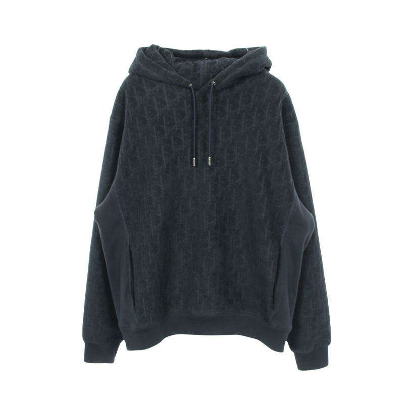 Christian Dior Oblique 提花連帽衫 #XXL 113J631A0684 棉質海軍藍 二手 男款-0