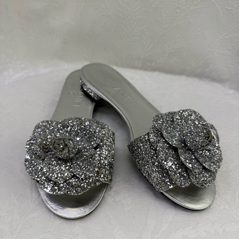 Chanel Sliver Sandals Mules EU 37