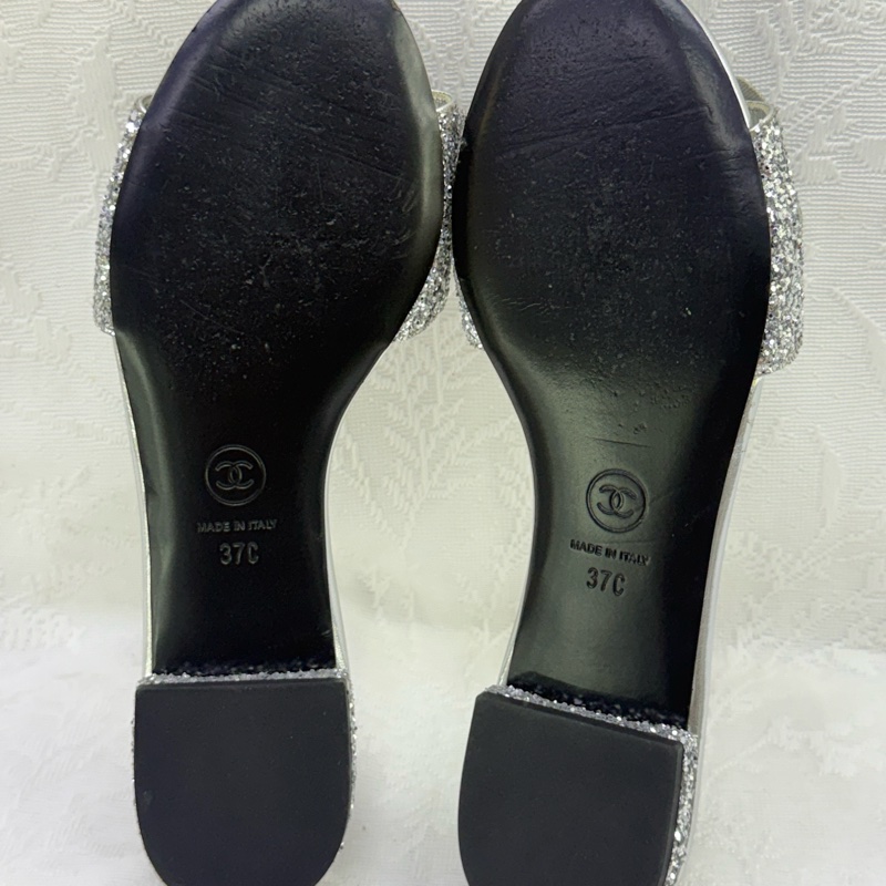 Chanel Sliver Sandals Mules EU 37-12