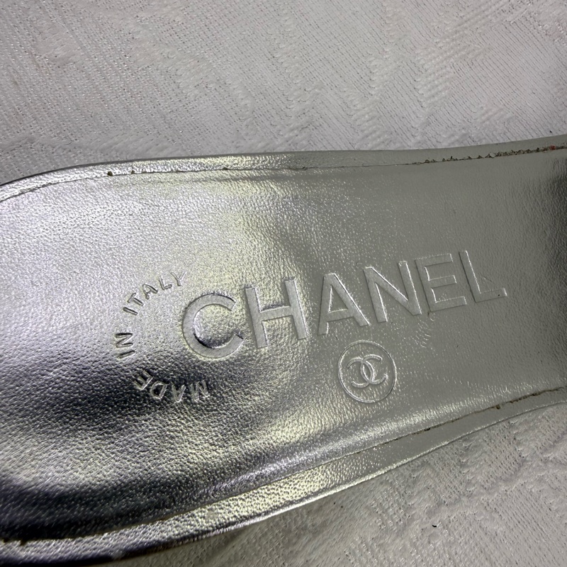 Chanel Sliver Sandals Mules EU 37-16