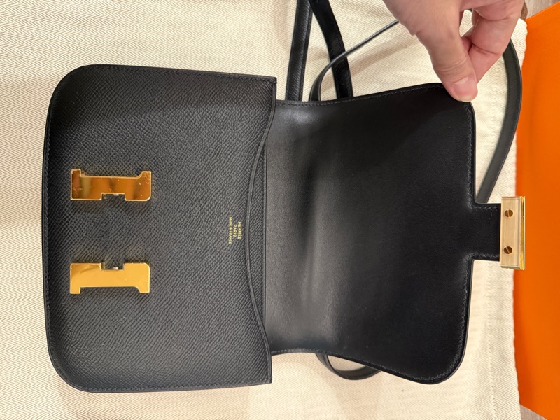Hermes mini 康康19 Epsom黑金B刻-2