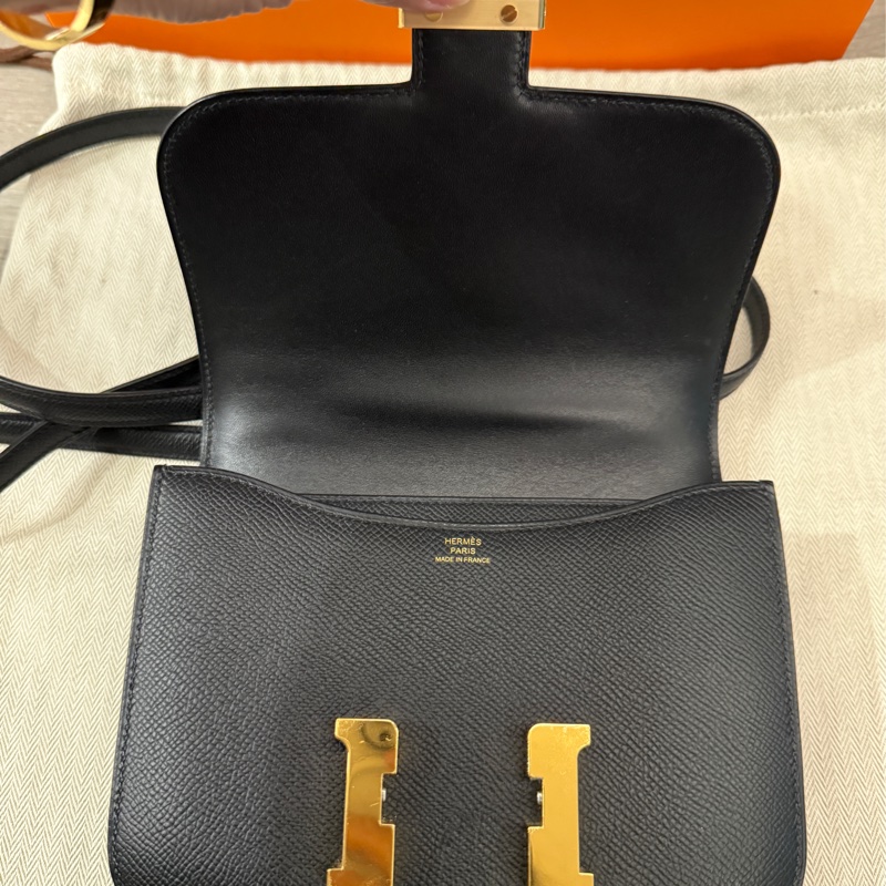 Hermes mini 康康19 Epsom黑金B刻-9