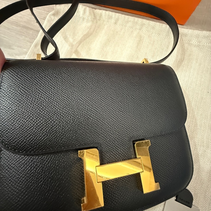 Hermes mini 康康19 Epsom黑金B刻-11