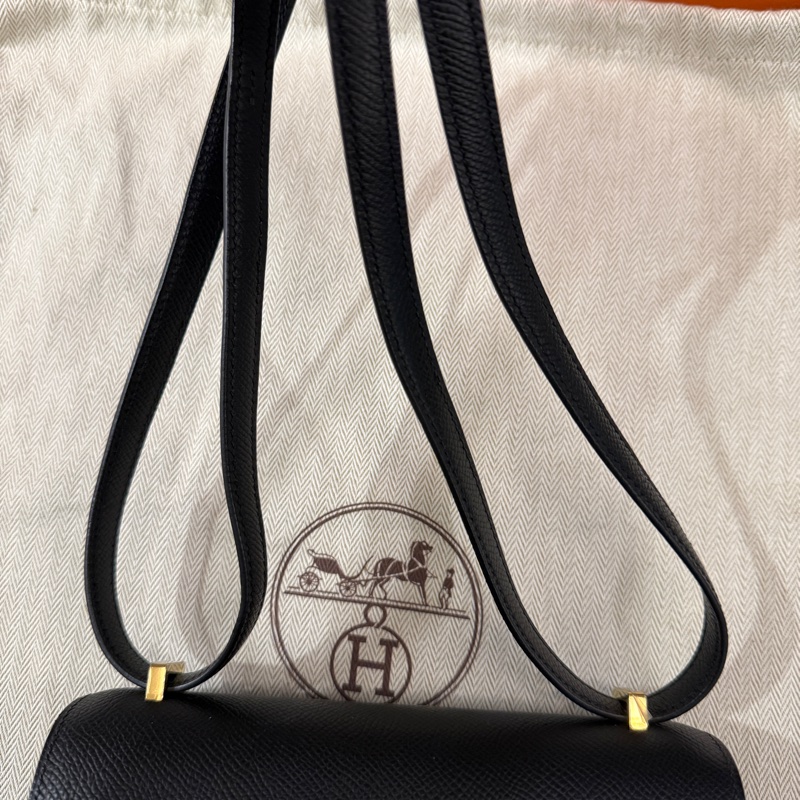 Hermes mini 康康19 Epsom黑金B刻-13