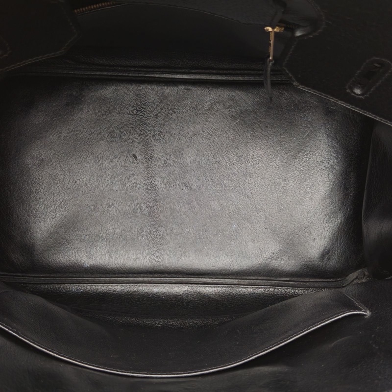 HERMES Birkin35黑色Buffalo阿登皮框A金扣手提包-5
