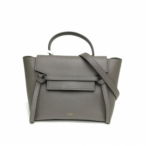 CELINE Belt鯰魚包Micro24深灰牛皮金扣色肩背包