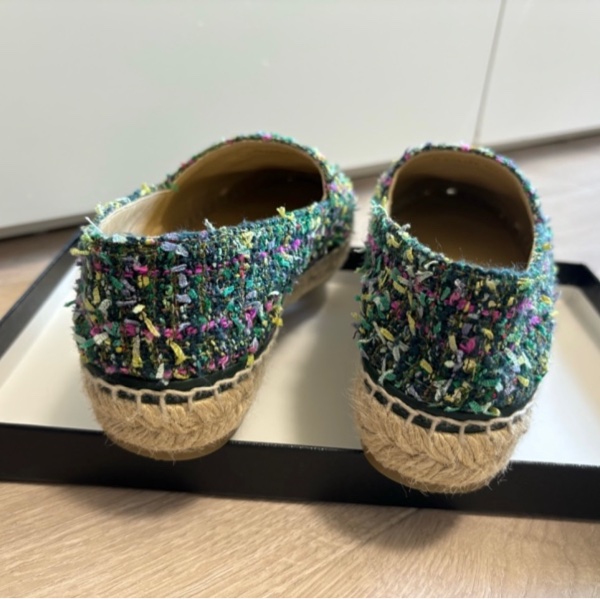 Chanel香奈兒 草編鞋/漁夫鞋/鉛筆鞋/編織鞋/平底鞋/35號-6