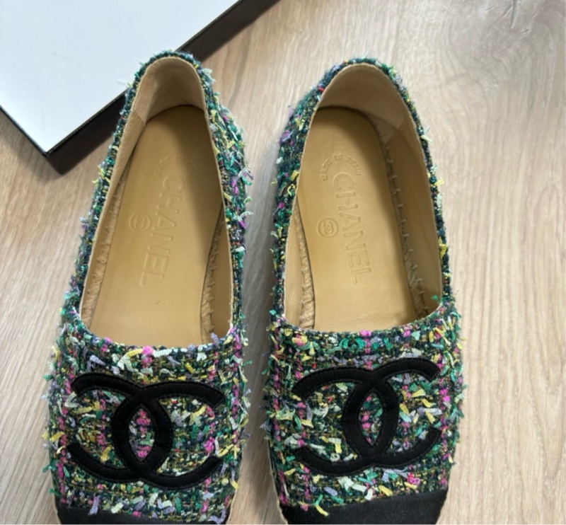 Chanel香奈兒 草編鞋/漁夫鞋/鉛筆鞋/編織鞋/平底鞋/35號-7