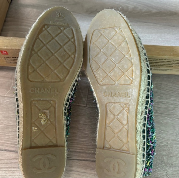 Chanel香奈兒 草編鞋/漁夫鞋/鉛筆鞋/編織鞋/平底鞋/35號-12